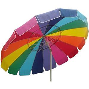 Beach Umbrella Rainbow Includes Carry Bag - 8 Foot Rainbow Color with Sand Anchor Auger