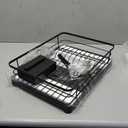Dish Drying Rack - Stainless Steel Dish Rack with Drainboard for Kitchen Counter and Sink, 16.7" D x 12.7" W x 5.5" H, Black