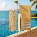 KES Natural Marble 59 Inch Pool Towel Rack Outdoor with Windproof Weighted Base, Rustproof Aluminum Alloy Outdoor Towel Rack for Hot Tub, Adjustable 3 Arms & Storage Tray, Gunmetal Grey, OTR400