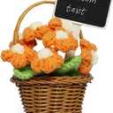MSEHKM Personalized Handmade Crochet Flower Mini Basket with Customizable Chalkboard Inspirational Positive Crochet Flower Perfect Customizable Message Gift for Anyone