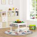 UTEX 2 in 1 Kids Construction Play Table with Storage Drawers and Built in Plate (White), 25.6 in x 25.6 in x 21 in
