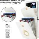 Asuwish Phone Case for Samsung Galaxy Z Flip 3 5G 2021 Wallet Cover with RFID Blocking Ring Crossbody Wrist Strap Stand Card Holder Leather Slot Cell Accessories ZFlip3 Z3 Flip3 3Z Women Men Off White