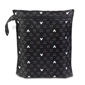 Bumkins Disney Waterproof Wet Bag for Baby, Travel, Swim Suit, Cloth Diapers, Pump Parts, Pool, Beach, Gym Clothes, Toiletry, Hook to Stroller, Daycare, Zip Reusable Wetdry Packing, Mickey Mouse Icon (B3 Mickey Mouse Icon)