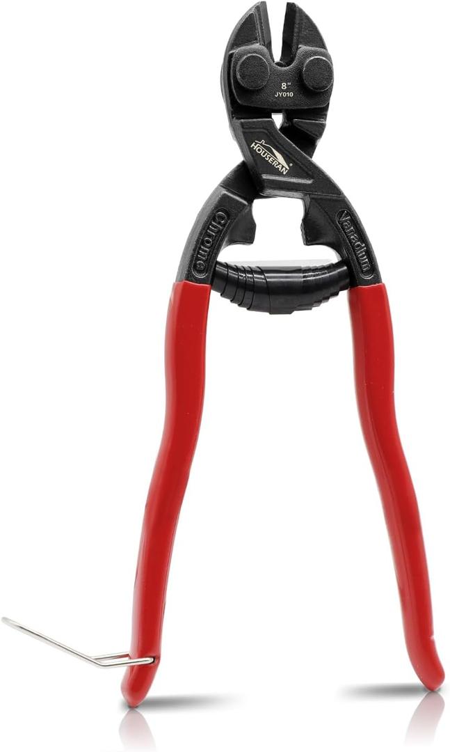 8 Inch Mini Bolt Cutters, Compact Small Bolt Cutter for Screws, Rivets, Chains, Wires, Cables, Heavy Duty Bolt Cutters with Spring and Recess, CR-V Steel Blade for Locks and Padlocks