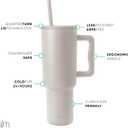 Simple Modern 40 oz Trek Tumbler with Handle and Straw Lid | Cup Holder Friendly Insulated Stainless Steel Travel Mug | Almond Birch