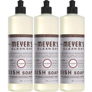 MRS. MEYER'S CLEAN DAY Liquid Dish Soap, Biodegradable Formula, Lavender, 16 fl. oz - Pack of 3