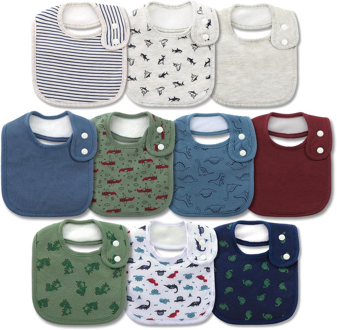 Hakochia Waterproof Baby Bibs Organic Cotton Super Soft and Absorbent With Adjustable Snap for Baby Boys and Girls (Multicolor Print-03)