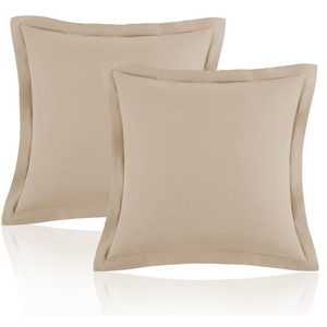 Homiest Beige Euro Sham Covers 26x26 Inch, Set of 2, Wide Flange | Premium Microfiber, 2 Inch Wide Flange, Soft And Breathable, Envelope Closure, Wrinkle And Fade Resistant, Machine Washable