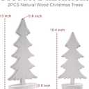 2 x Christmas Decorations-2pcs Natural Wood Christmas Trees Tabletop Sign-Vintage Indoor Centerpieces for Table Mantle Xmas Party Decor(White)