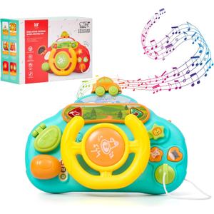 Childlike BehaviorBaby Steering Wheel Toy - Interactive Educational Baby Car Seat, High Chair Toy - Ages 1-3 with Sounds and Fun Learning - Develop Fine Motor Skills and Imagination in Toddler Drivers