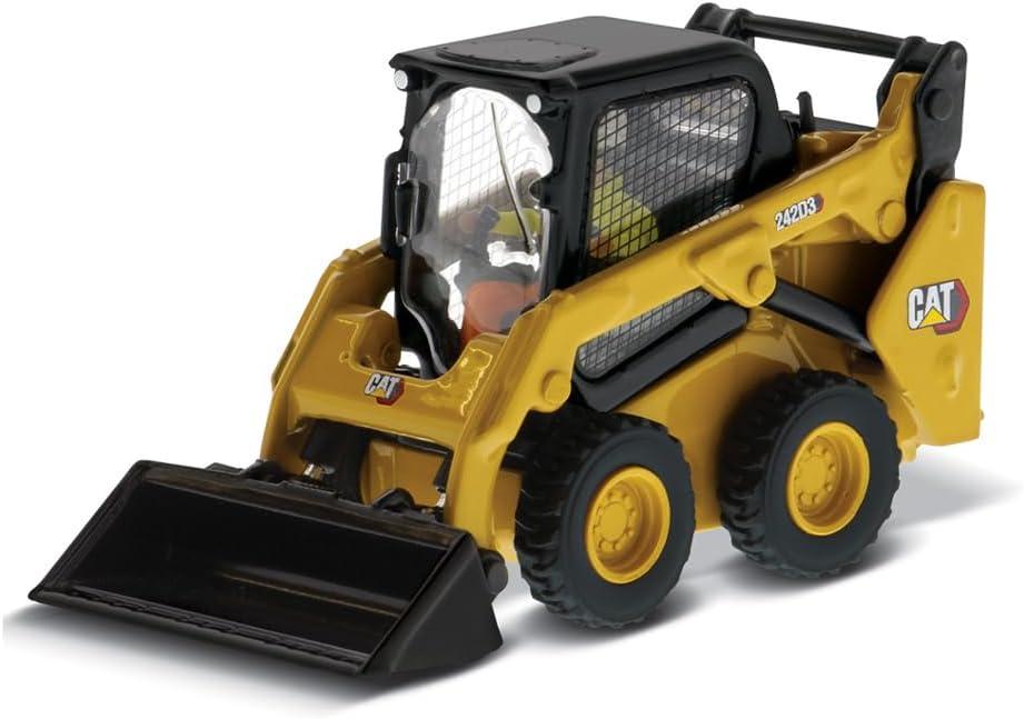 Diecast Masters 1:50 Caterpillar 242D3 Skid Steer Loader with Attachment Accessories | High Line Series Cat Trucks & Construction Equipment Scale Model Collectible DM 85676
