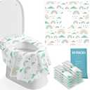 Blissful Diary 30 Pcs Toilet Seat Covers Disposable for Toddlers & Adults, Extra Large Waterproof, Portable Package for Travel, Kids Potty Training (Rainbow)
