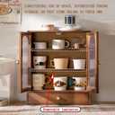 RZGZKLSH Arched Bamboo Countertop Cabinet Acrylic Doors with Storage Drawer