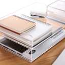 Paper Tray Organizer Clear Acrylic Desk Organizers and AccessoriesOffice Supplies Organization Stackable File Holder-Art Storage for School Classroom Workspace Letter Tray-2 Pack/2 Tier