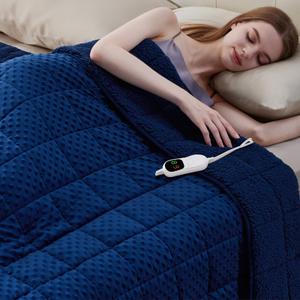 Well feel Heated Weighted Blanket 15 lbs 62 x 84, Full Size Blue