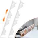 Stainless Steel Stove Gap Covers, Stove Gap Filler, Range Trim Kit, Stove Gap Guards, Heat Resistant and Easy to Clean, Easy retractable Length 13.8" to 27.5", Width 0.79",White (2PCS)