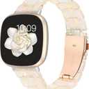 Wearlizer Resin Band Compatible with Fitbit Sense Bands/Versa 3 Bands/Sense 2 Bands/Versa 4 Bands for Women Men, Cute Fashion Lightweight Wristband Strap Accessories for Versa 3/4/Sense 2 (Fluorescent White)