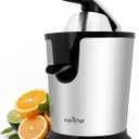 NutriChef Electric Juicer Stainless Steel Machine-160W Power Juice Press,Citrus Juicer & Squeezer Masticating Machine-Easy to Clean-Includes Handle & Cone for Maximum Juice Masticating & Extraction