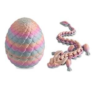 STONESTAR 3D Printed Dragon Fidget Toys, 12" Full Articulated Dragon in Mystery Egg, Home Office Decor Executive Desk Toys Xmas/ Easter Gift for Dragon Lovers (Pink)