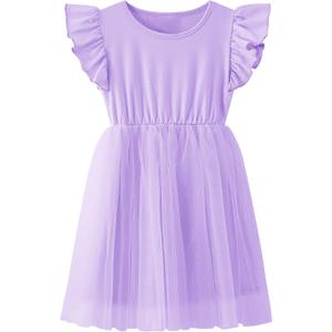 Toddler Baby Girl Tutu Tulle Dress Sleeveless Fluffy Cute Party Sundress (Purple)