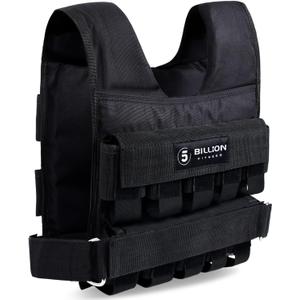 Adjustable Weighted Vest 0-44lbs,5BILLION Weight Vest with Solid Bar Weights,Body Weight Vest for Men Women,Strength Training Workout Vest for Running Pushups Squats,Pockets On the Back and Front