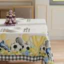 XCHI Plaid Soccer Flowers Trophy Balloons World Cup Tablecloth Rectangle Table Cloth Table Covers for Indoor Dining Game Day Soccer Party Home Decorations 60x84 Inch