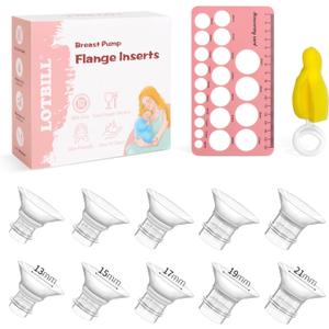 Flange Insert 13/15/17/19/21mm 10PCS Compatible with Momcozy S12 Pro/S9 Pro/S12/S9/Medela/Spectra etc Wearable Breast Pump 24mm Flange/Shield, Reduce 24mm Tunnel Down to Correct Size