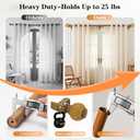 Wood Curtain Rods for Windows 68-140 Inch, 1 Inch Heavy Duty Boho Decorative Curtain Rod with Bamboo/Rattan Ball Finials, Adjustable Single Rod Telescoping Window Drapery Rods for Farmhouse