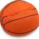Big Joe Sports Ball Child-Sized Bean Bag Chair for Kids, Basketball Plush, Ultra-Soft Lightweight Polyester Blend, 2.5 Foot Refillable (Single)