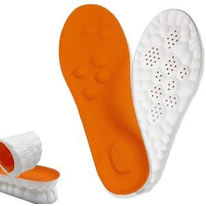 2026 New Steppers Insoles for Men & Women,4D Cloud Massage Memory Foam Insoles with Arch Support for All-Day Comfort(Orange, Men 9 / Women 10) Pack Of 2