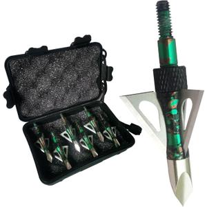 ArcheryBroadhead Hunting Broadheads100Grains Screw-in Arrow Archery3BladesHuntingHeadsArrowTips Compatible withCrossbow andCompoundBowCamouflage Colors Hunting Arrows (Camouflage chase-6PK)