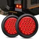 2 Inch Round Trailer Tail Light for 12V Truck Trailer Bus RV Camper ATV UTV 24LED Back Up Reverse Light Waterproof w/Flush Mount Grommets Plugs, 2 pack
