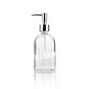 URBAN HABITAT Square Bottom Embossed Bottom Soap Pump, 13 Oz, Clear