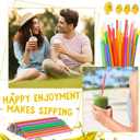 Eaasty 1000 Pcs Colorful Disposable Drinking Plastic Straws Bulk, 0.24'' Diameter and 7.87" Long Plastic Long Disposable Drinking Straws (Multicolor)