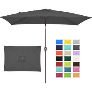 JEAREY 6.5x10 ft Rectangular Patio Umbrellas Outdoor Market Umbrella with Push Button Tilt and Crank, Rectangle Table Umbrella 6 Sturdy Ribs UV Protection for Pool Garden Backyard Deck, Gray (6.5x10FT)
