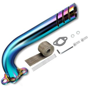 FVRITO Colorful Upgrade Header Exhaust Pipe Kit for Non Hemi Predator 212cc 196cc 6.5HP GX160 GX200 Coleman CT200u BT200X CT200u-ex KT196 Baja Warrior MB200 Clone Go Kart Mini Bike Performance Parts