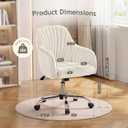 Warmiehomy Desk Chair, Velvet Vanity Chairs with Back, Luxury Reading Chair for Home Office, Ergonomic Office Chair with Wheels for Working (Cozy Beige), 27" W x 25.2" D x 33.07"-36.5" H