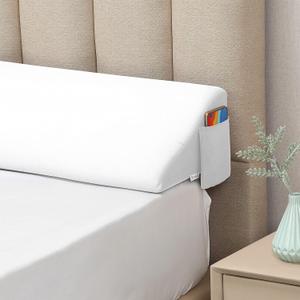Vekkia Full Bed Wedge Pillow Gap Filler/Headboard Pillow/Mattress Wedge Fill Gap (0-6") Between Headboard and Mattress (White 54"x10"x6") (Full(10 in x6 in x54 in--Big))