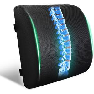 Lumbar Support Pillow for Office Chair Car Seat,Charcoal Memory Foam Chair Back Cushion for Back Pain Relief with Double Adjustable Straps