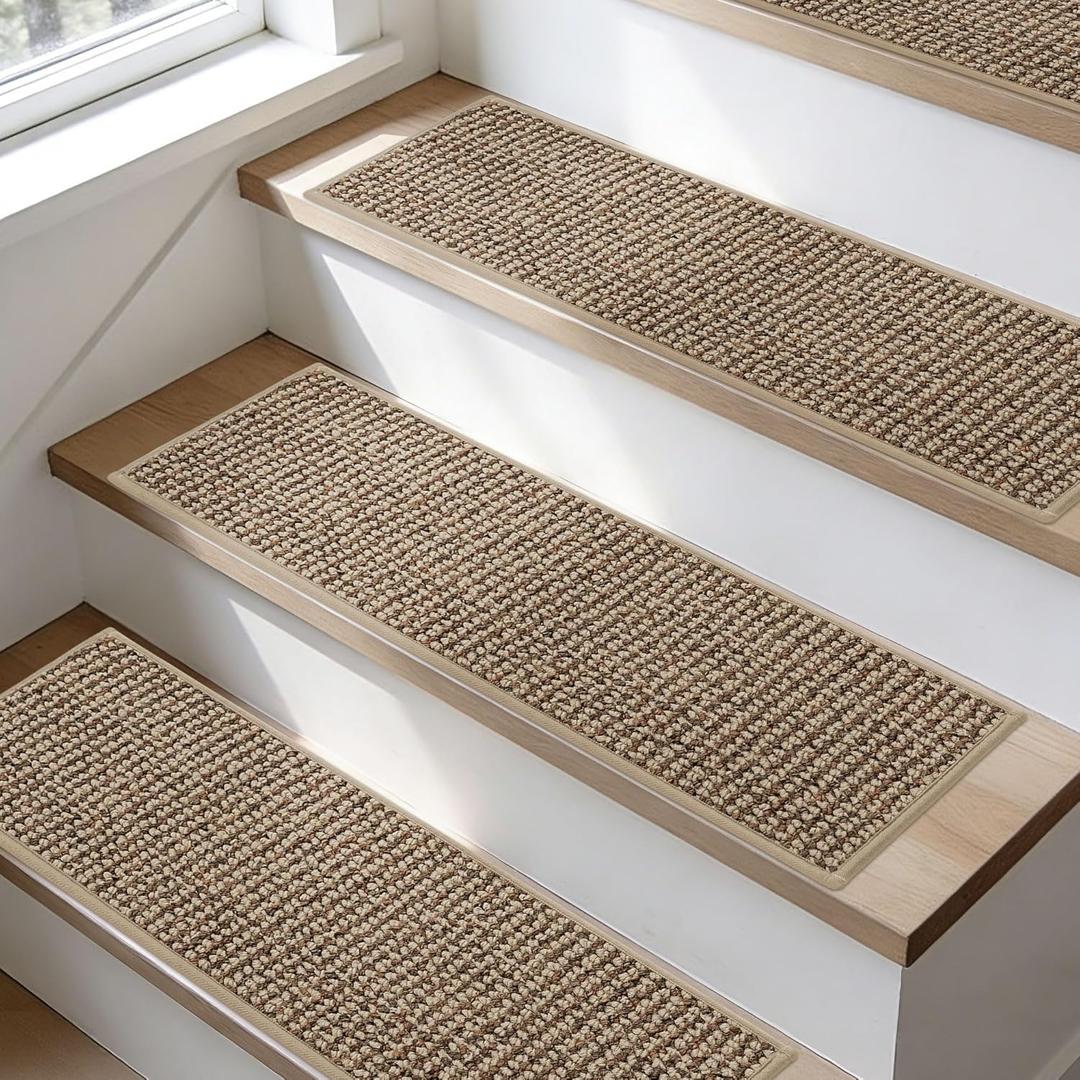 BEQHAUSE Stair Treads for Wooden Steps 28inX9in, Carpet Stair Treads Non Slip Indoor, Machine Washable Stair Runners for Kids Elders and Pets, Carpet for Stair Rugs Mat, TPE Backing, 15pcs, Taupe