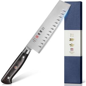 7 Inch Nakiri Knife Japanese Cleaver Knife, Japan AUS-8 Alloy Steel Kitchen Chopping Knife with Full-Tang Pakkawood Handle and Premium Gift Box (Classic Series)