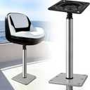 Boat Seat Pedestal Base Mount Kit 16" Extension Pole, 7"x7" Base Plate & 3/4" Lock-in Post for Fishing & Pontoon Boats