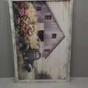 Rustic Framed Farmhouse Wall Art: Wooden Flower Truck Painting Country Barn Prints for Bedroom (24"L x 16"W, gray)
