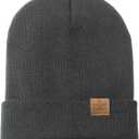 August Crown Unisex Double Layer Knit Winter Beaniehat (Black & Gray 2 Pack)