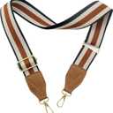 Adjustable Purse Strap with Brown Leather End - 1.5" Wide Handbags, Camera, Guitar, Phone & Crossbody Bag Replacement Shoulder Straps(Gold Hardware)