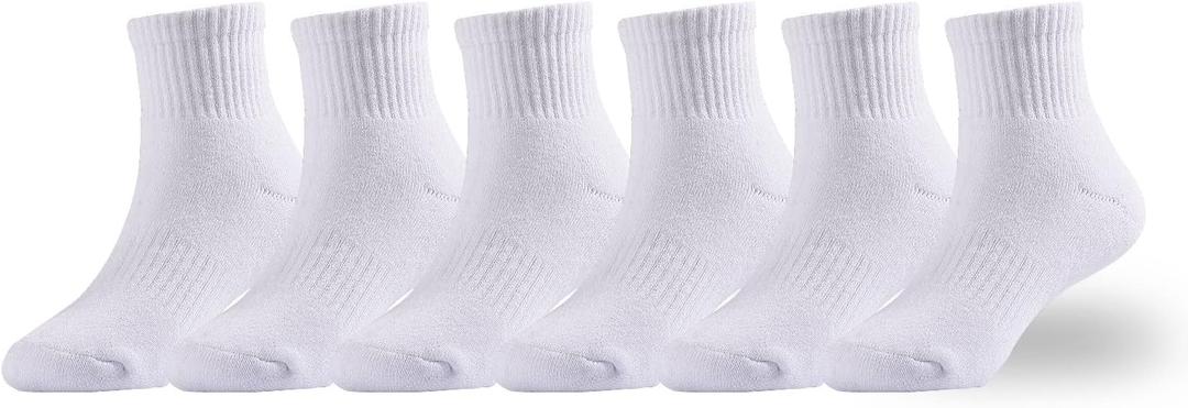 EPEIUS Kids Boys/Girls' Cushioned Socks Thick Cotton Quarter Athletic Socks Sports Running Ankle Socks 6 Pack,  (7-10 Years)