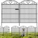 10 Panels No Dig Decorative Outdoor Garden Fence with Gate, 40 in(H) X 23.6 ft(L) Animal Barrier Fencing, Rustproof Portable Fence, Temporary Dog Fence Outdoor for Yard, Outside, Backyard