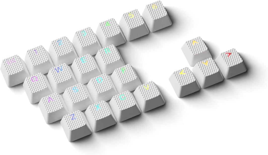 HK Gaming Rubber Keycaps Set | Anti-Slip Texture | Doubleshot Backlit Keycap Set | 23 Keys OEM Profile Key Set | for Mechanical Keyboard | Compatible with Cherry MX, Gateron, Kailh | White