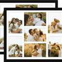 4x6 Picture Frame Collage for Wall, Display 7 Pcs 4x6 Photos with Mat or 12x14 Without Mat, 7 Opening Photo Frame for 4 x 6 Pictures with Shatter Resistant Plexiglass, White Mat, Black, 2 Pack