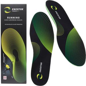 Enertor PX1 Running Insoles - Sports & Running - Full Length Orthotics, Shock Absorbing Technology - Foot & Heel Pain Relief - for Plantar Fasciitis, Achilles Tendonitis, Arch Support, US Mens 6-7